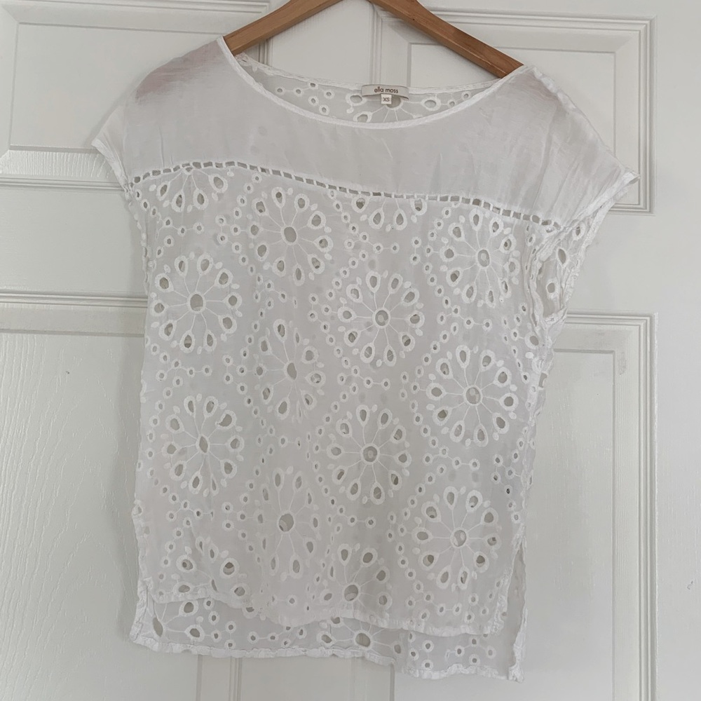 Ella Moss white eyelet top